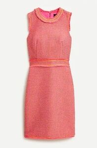 𝅺J Crew Sheath Dress In Neon Fringed Tweed